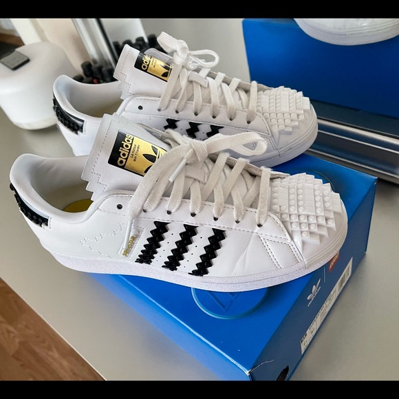Superstar Lego Adidas Shell Tops, Size- Men 7.5, Color- Lego Theme/White/Black - Picture 6 of 7
